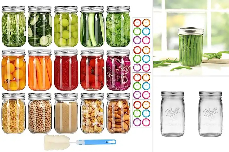 Detailed view of 10 Best Glass Mason Jars With Lids And Bands: Crisp Pickles