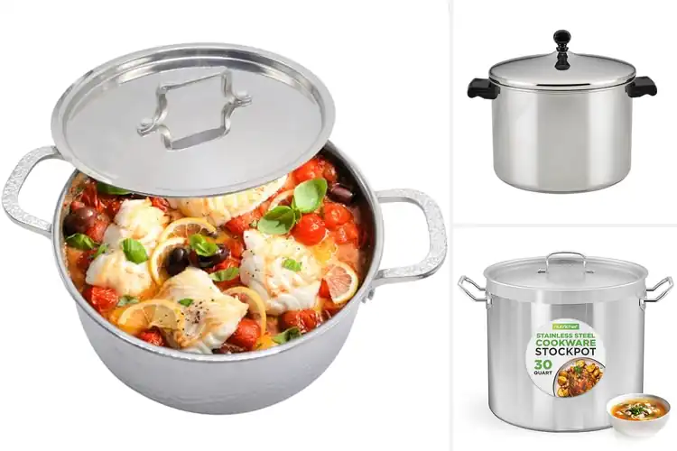 Detailed view of Best Heat Distribution Stockpot: Even Cooking, All Stovetops
