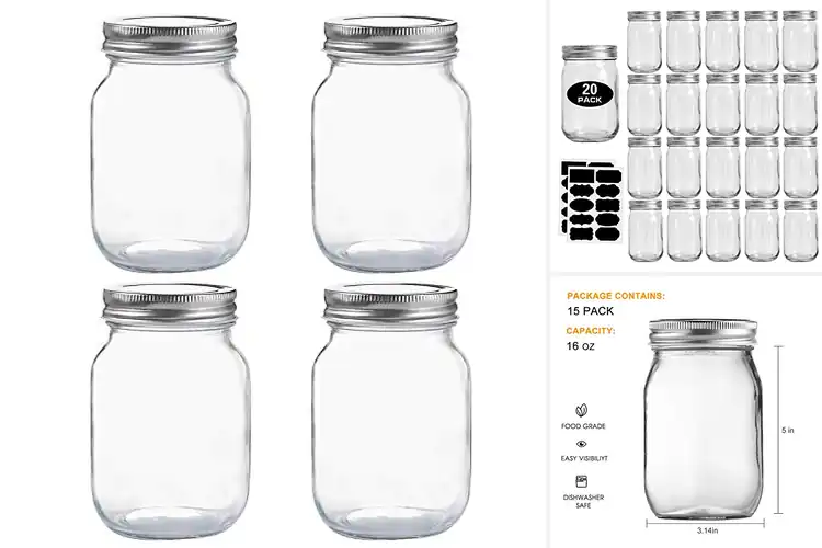 Detailed view of 10 Best Mason Jars For Crafting: Clear, Organized, Creative
